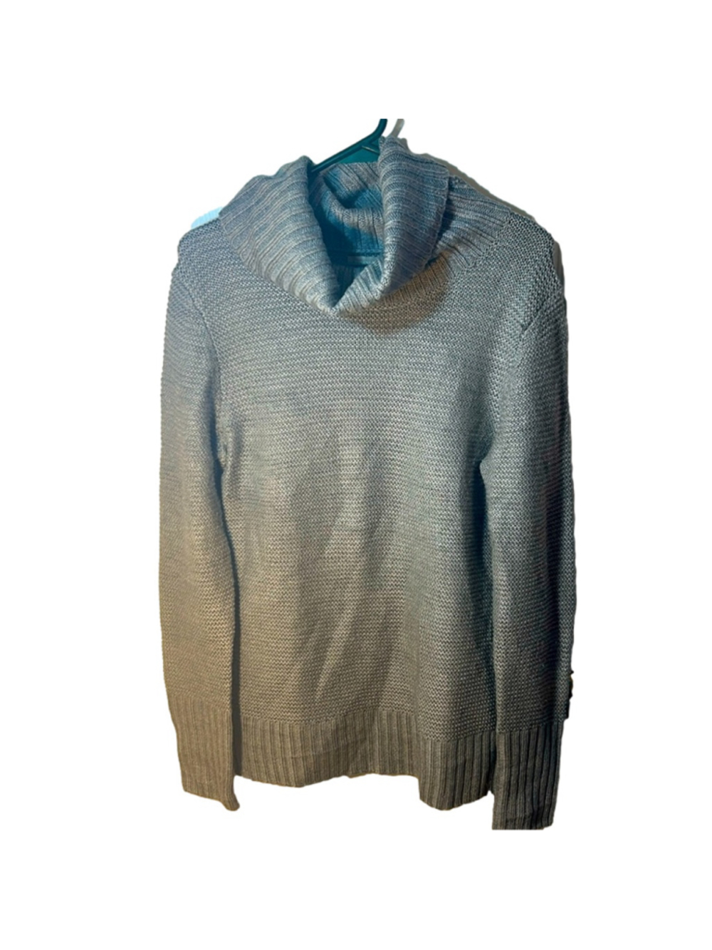 Size medium Banana Republic wool blend gray knit cowl neck pull over sweater
